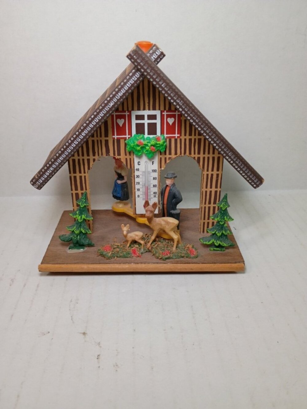 Vintage Wood Joggili West Germany Gebrauchsanweisung Weather Cabin Thermometer